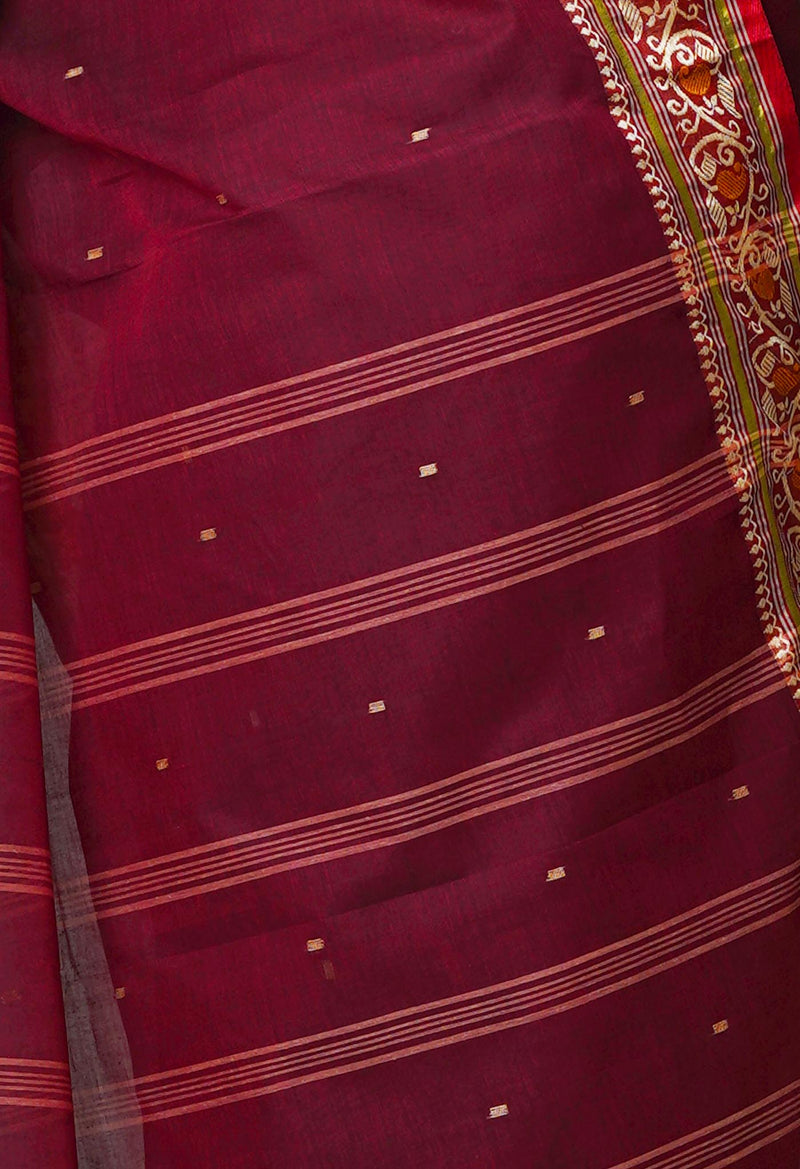 Maroon Pure  Handloom Superfine Bengal Cotton Saree-UNM69551