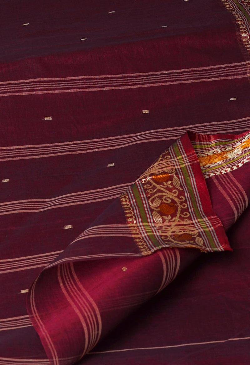 Maroon Pure  Handloom Superfine Bengal Cotton Saree-UNM69551
