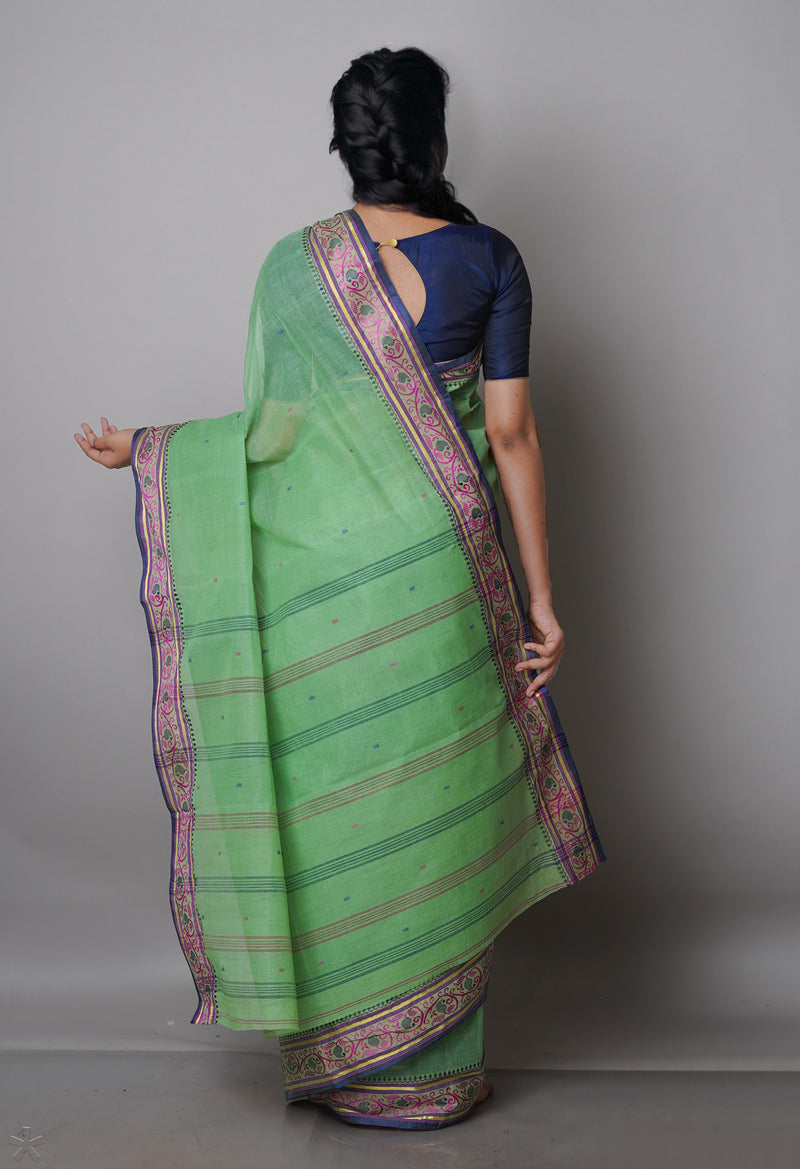 Green Pure  Handloom Superfine Bengal Cotton Saree-UNM69552