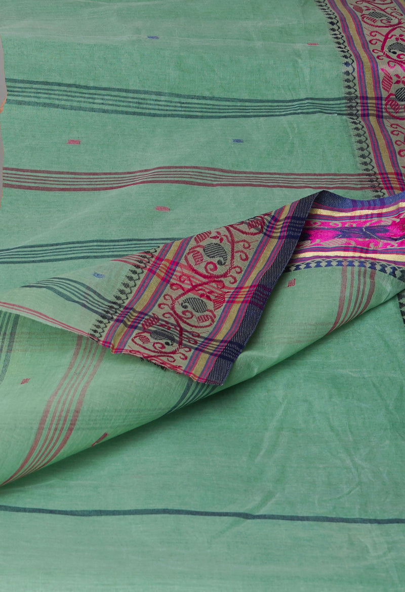 Green Pure  Handloom Superfine Bengal Cotton Saree-UNM69552