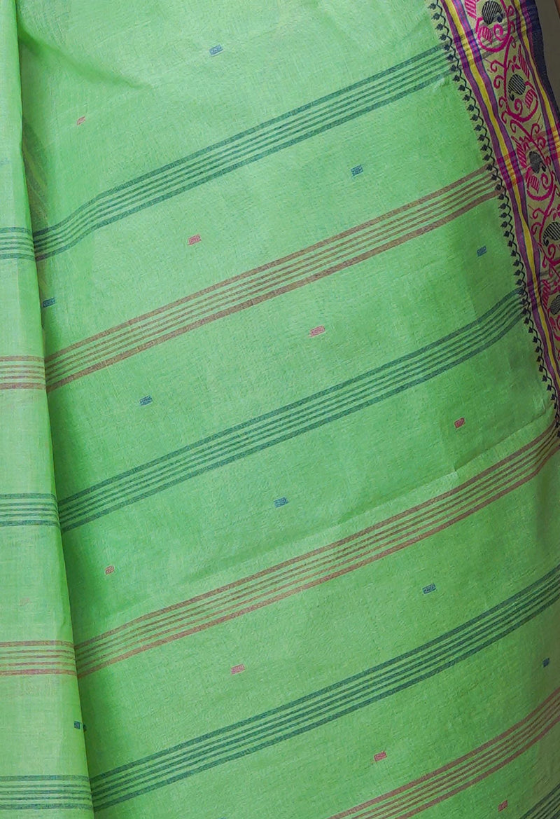 Green Pure  Handloom Superfine Bengal Cotton Saree-UNM69552