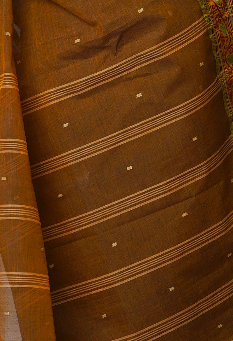 Chocolate Brown Pure  Handloom Superfine Bengal Cotton Saree-UNM69554
