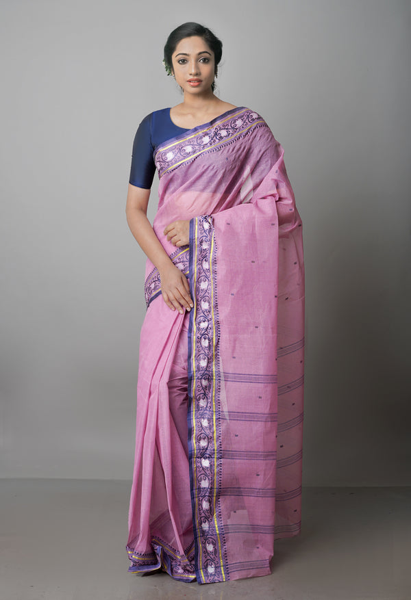 Pink Pure  Handloom Superfine Bengal Cotton Saree-UNM69557