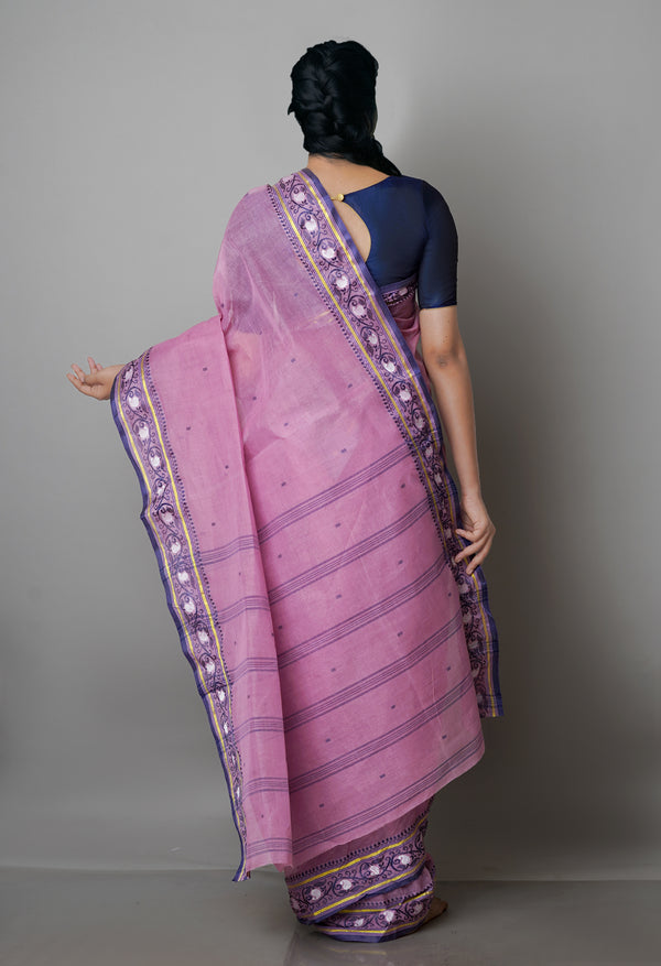 Pink Pure  Handloom Superfine Bengal Cotton Saree-UNM69557