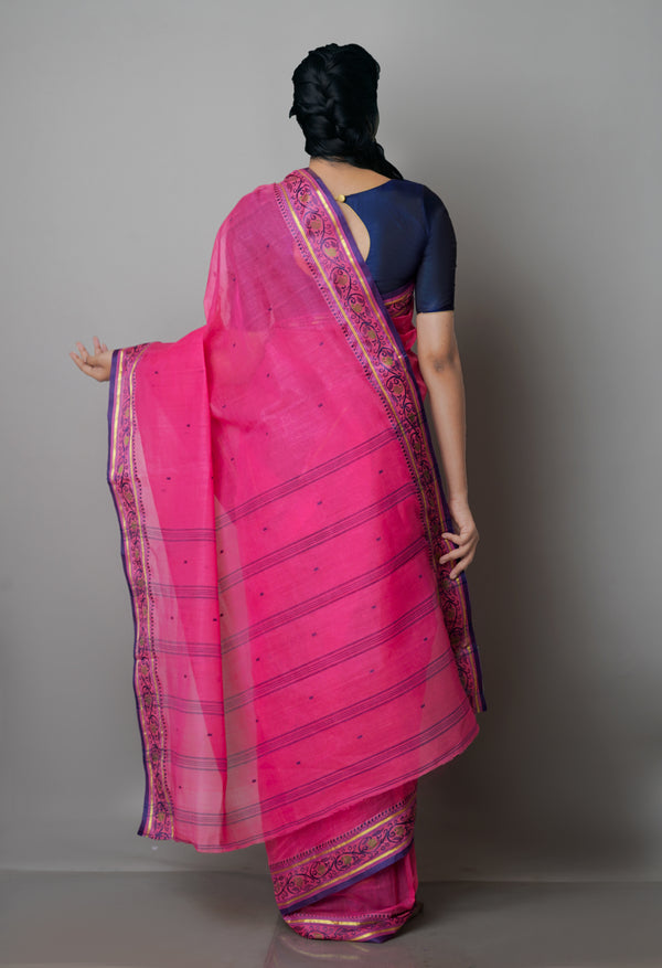 Pink Pure  Handloom Superfine Bengal Cotton Saree-UNM69559