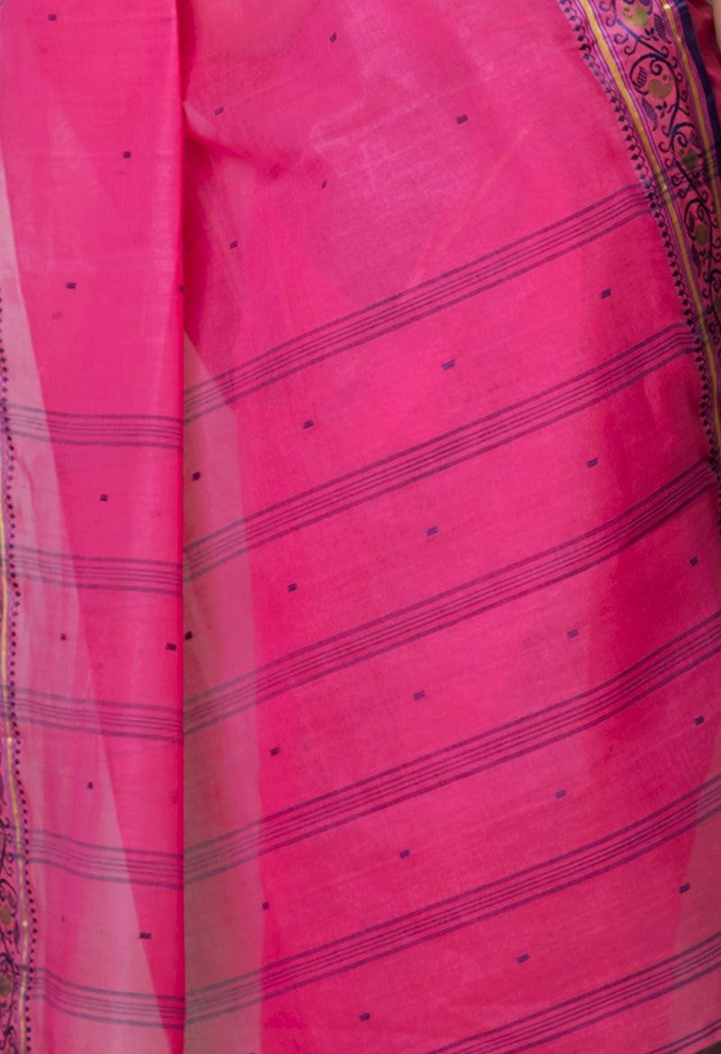 Pink Pure  Handloom Superfine Bengal Cotton Saree-UNM69559