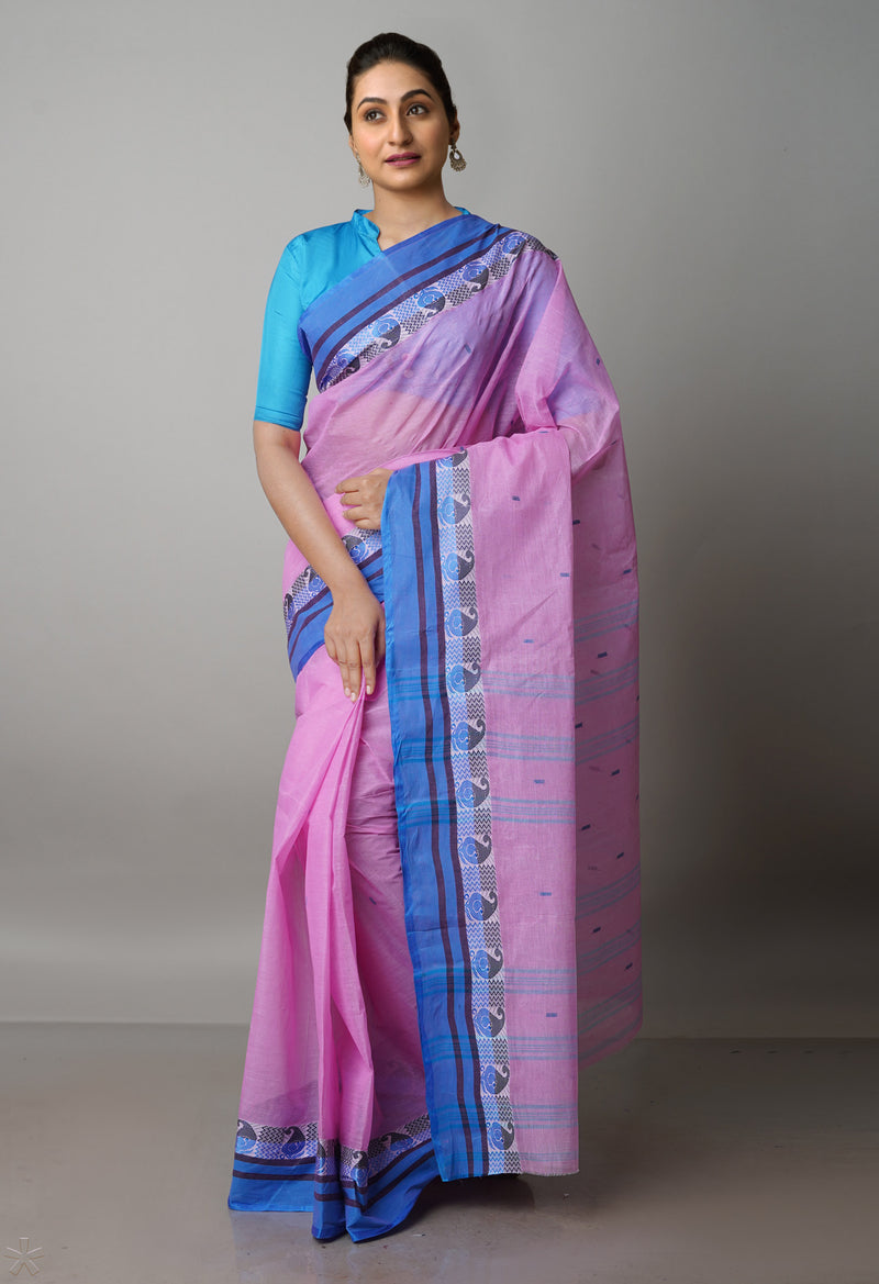 Pink Pure  Handloom Superfine Bengal Cotton Saree-UNM69560