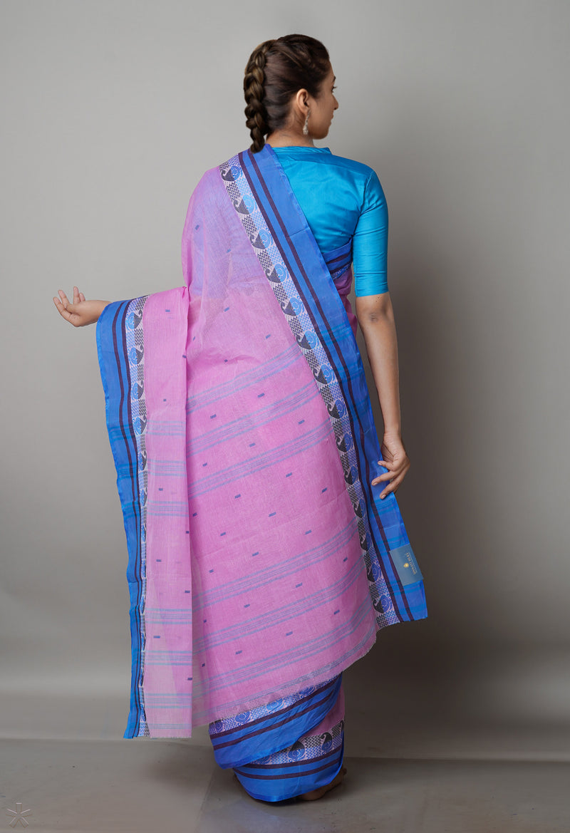 Pink Pure  Handloom Superfine Bengal Cotton Saree-UNM69560