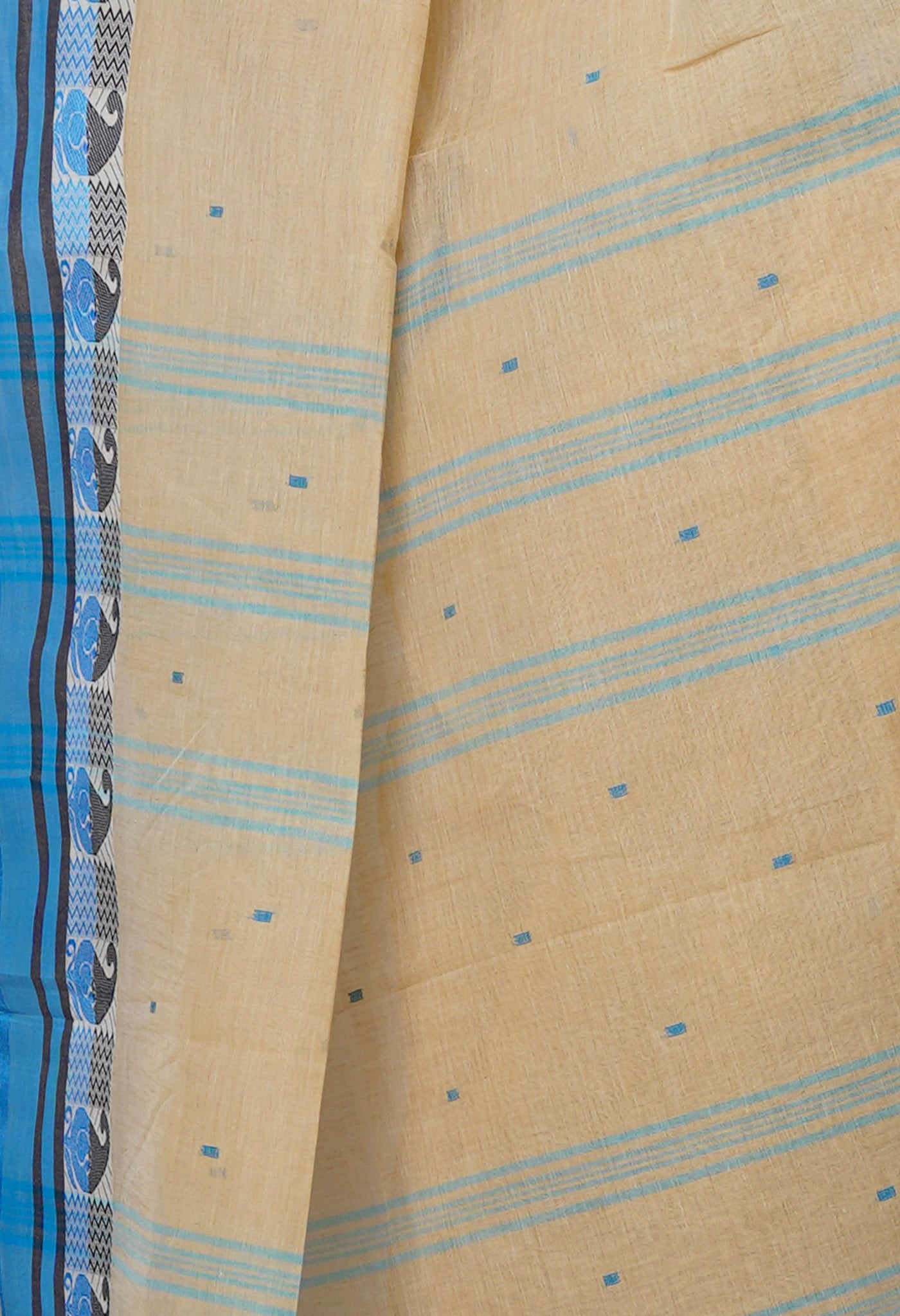 Cream Pure Handloom Superfine Bengal Cotton Saree