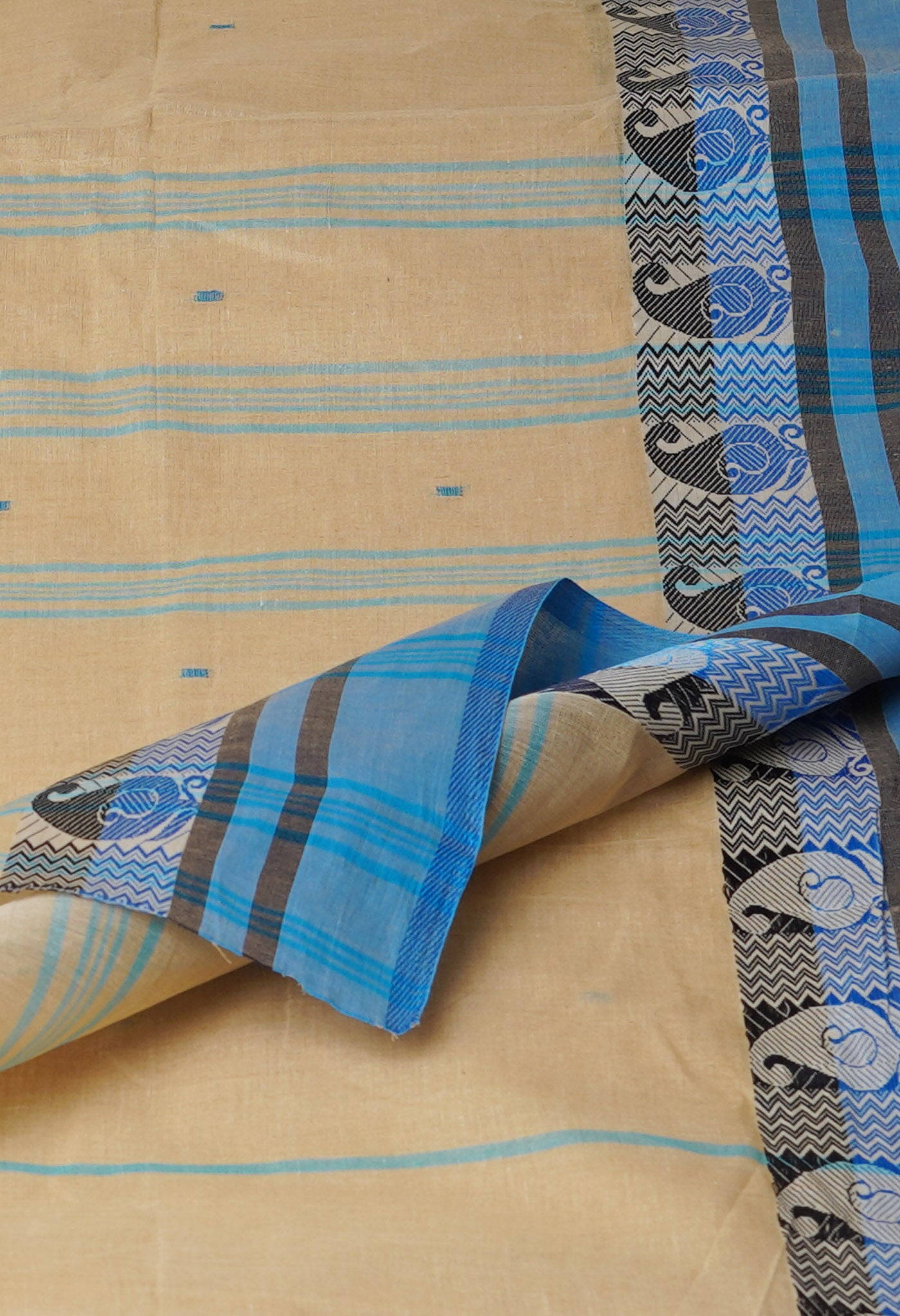 Cream Pure Handloom Superfine Bengal Cotton Saree