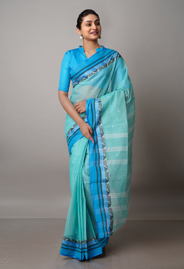 Green Pure  Handloom Superfine Bengal Cotton Saree-UNM69562