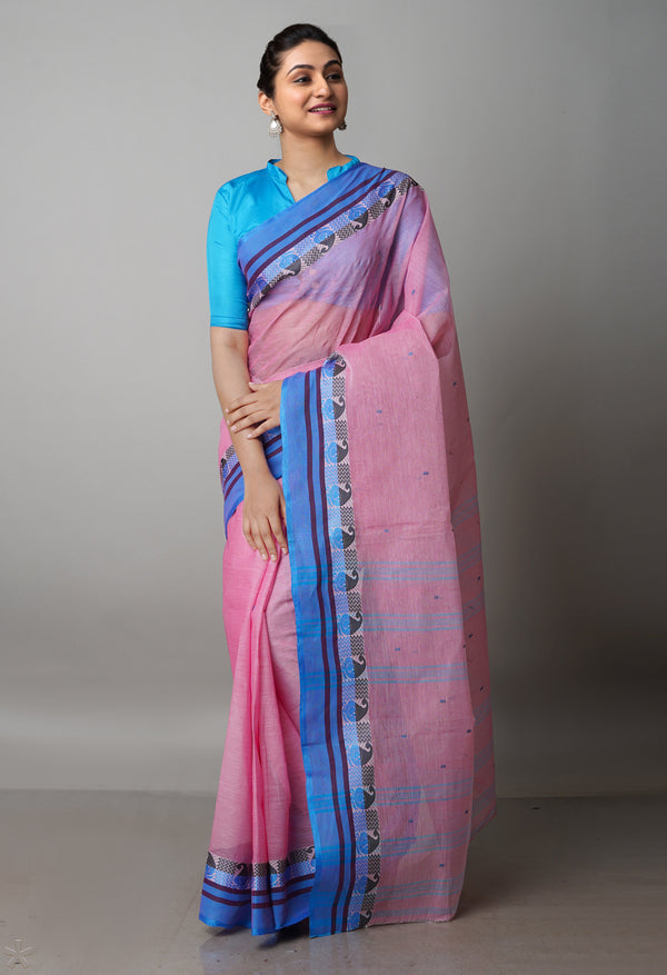 Pink Pure  Handloom Superfine Bengal Cotton Saree-UNM69564
