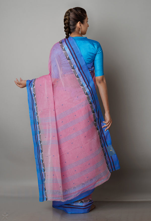 Pink Pure  Handloom Superfine Bengal Cotton Saree-UNM69564