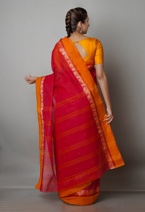 Red Pure  Handloom Superfine Bengal Cotton Saree-UNM69566