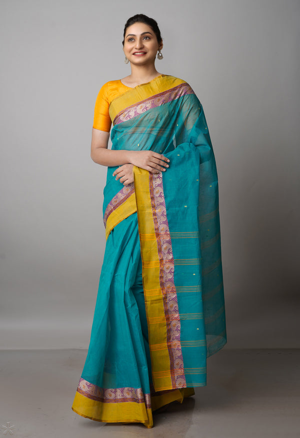 Green Pure  Handloom Superfine Bengal Cotton Saree-UNM69568