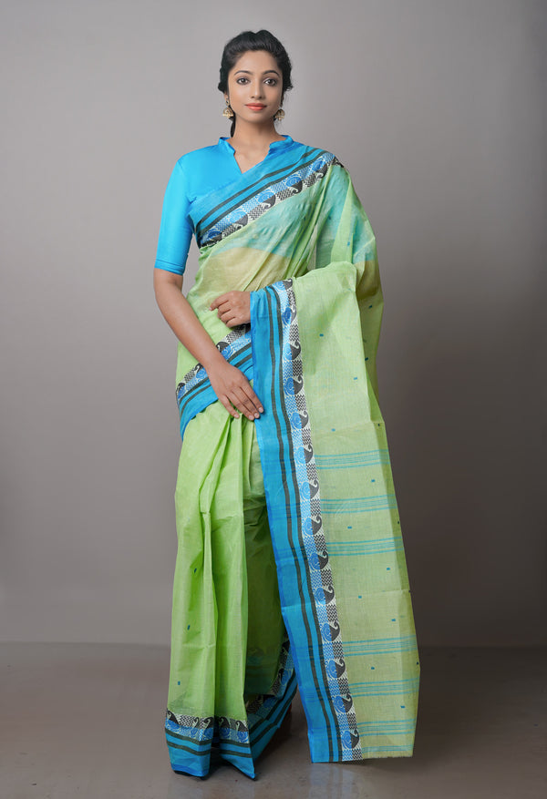 Green Pure  Handloom Superfine Bengal Cotton Saree-UNM69573