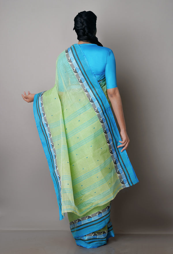 Green Pure  Handloom Superfine Bengal Cotton Saree-UNM69573