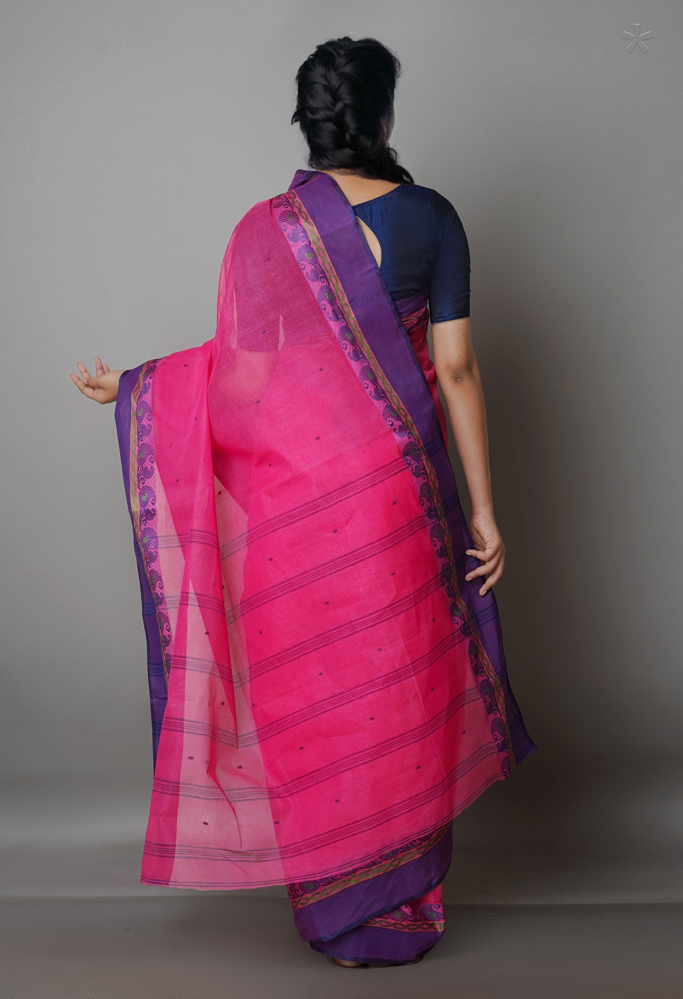 Pink Pure  Handloom Superfine Bengal Cotton Saree-UNM69576