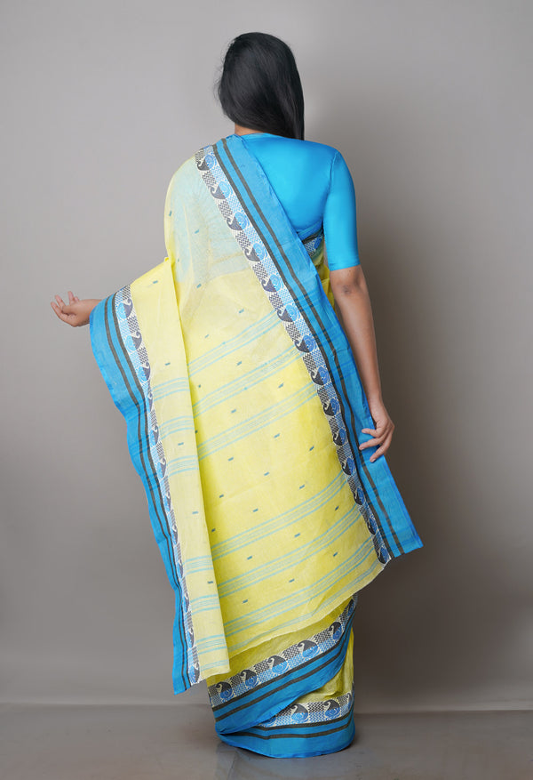 Lemon Yellow Pure  Handloom Superfine Bengal Cotton Saree-UNM69577