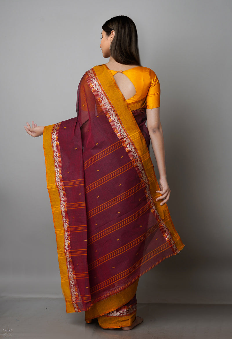 Maroon Pure  Handloom Superfine Bengal Cotton Saree-UNM69578