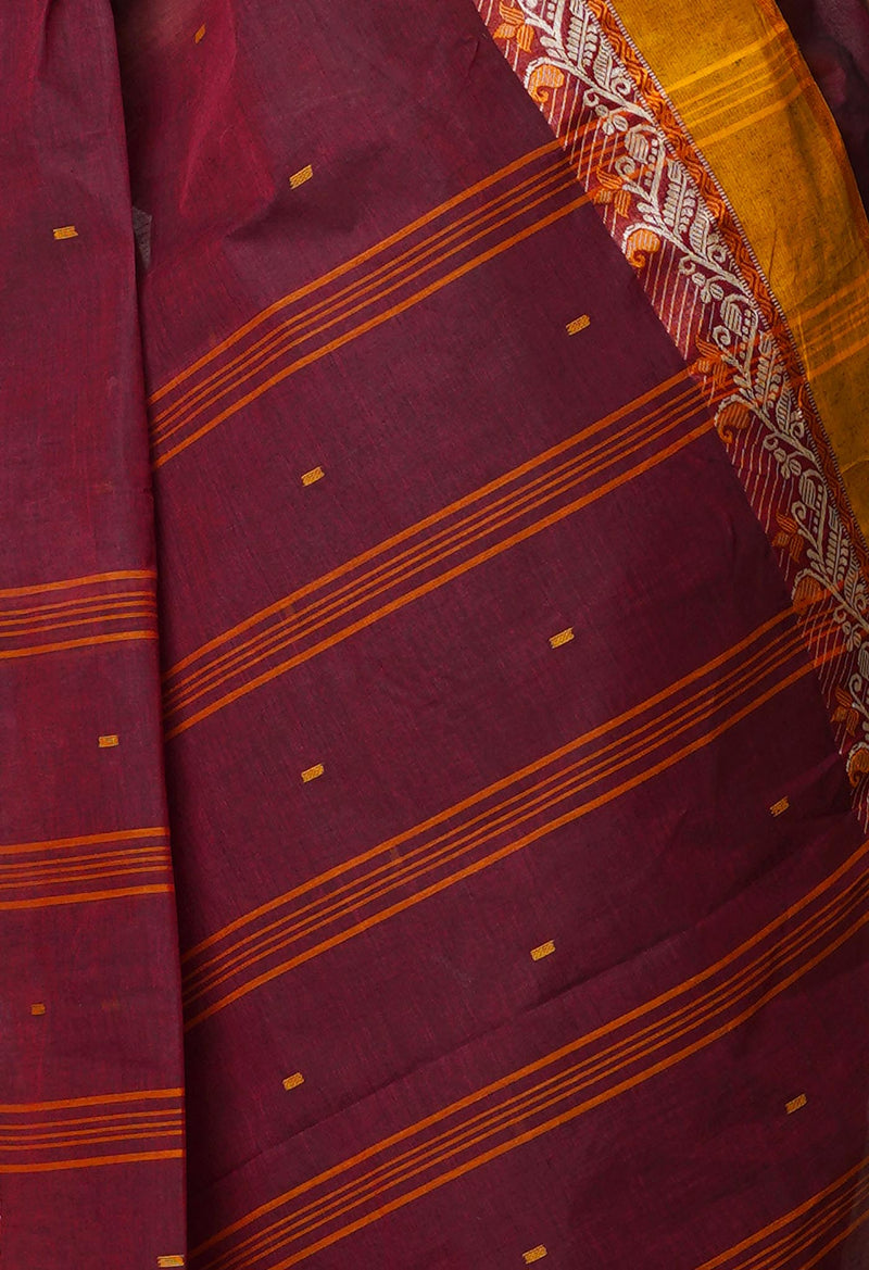 Maroon Pure  Handloom Superfine Bengal Cotton Saree-UNM69578
