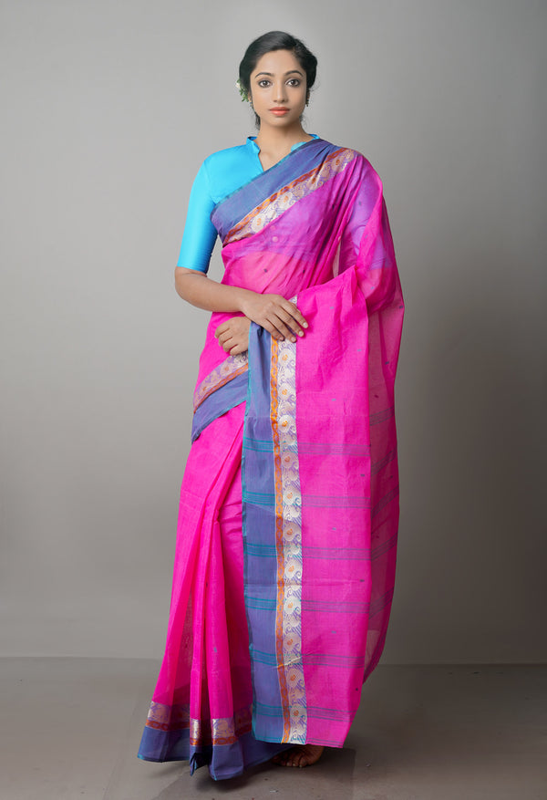 Pink Pure  Handloom Superfine Bengal Cotton Saree-UNM69581
