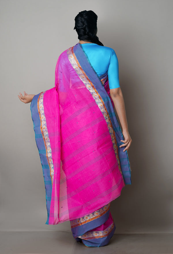 Pink Pure  Handloom Superfine Bengal Cotton Saree-UNM69581