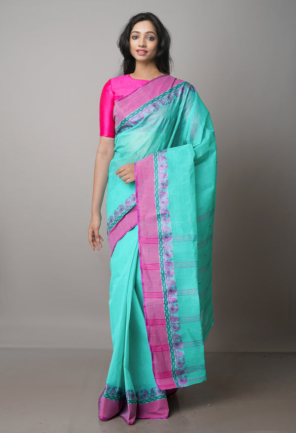 Green Pure  Handloom Superfine Bengal Cotton Saree-UNM69583