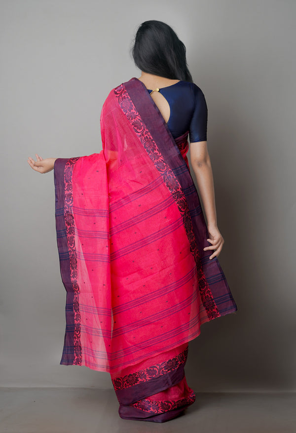 Pink Pure  Handloom Superfine Bengal Cotton Saree-UNM69584
