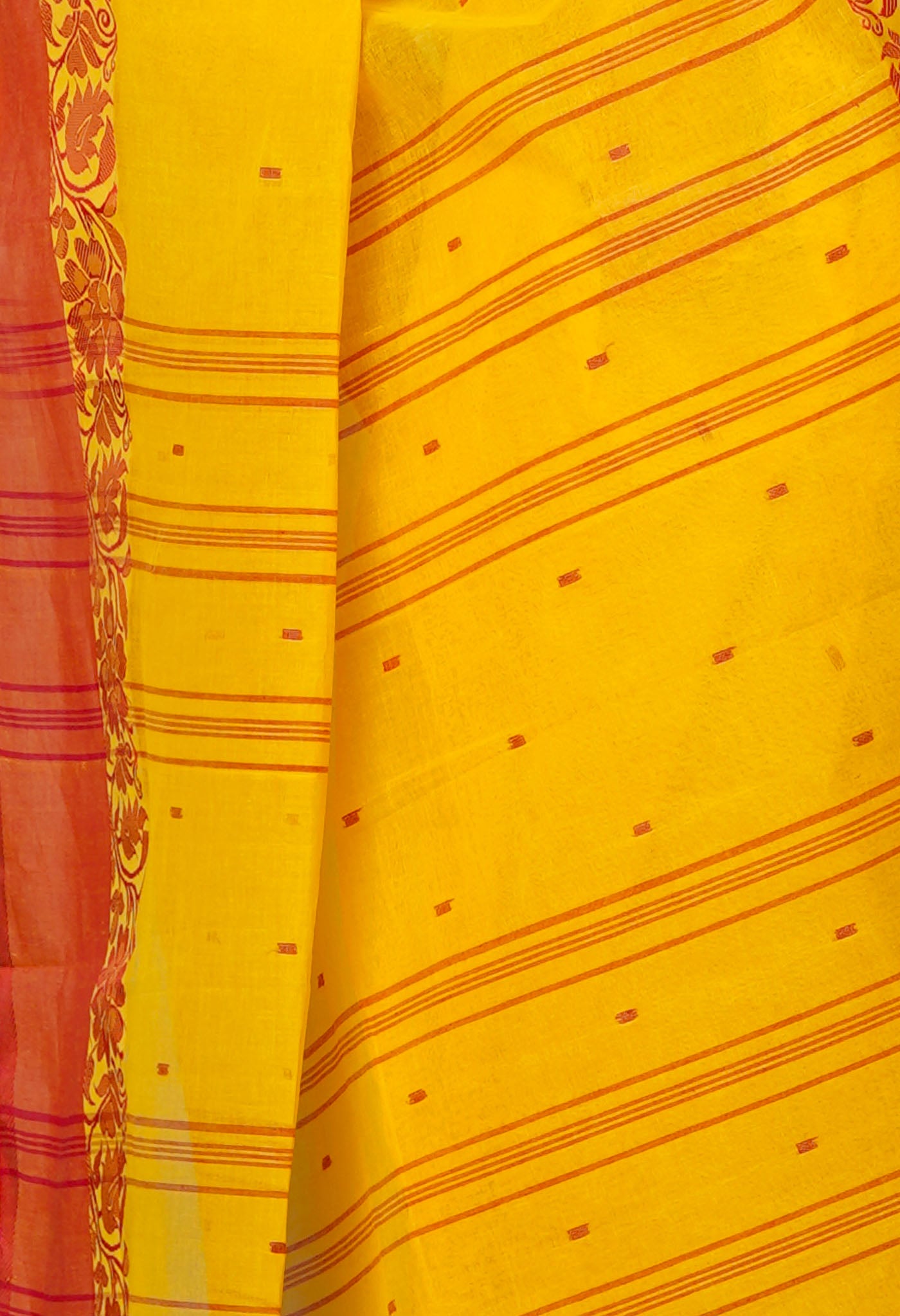 Yellow Pure Handloom Superfine Bengal Cotton Saree