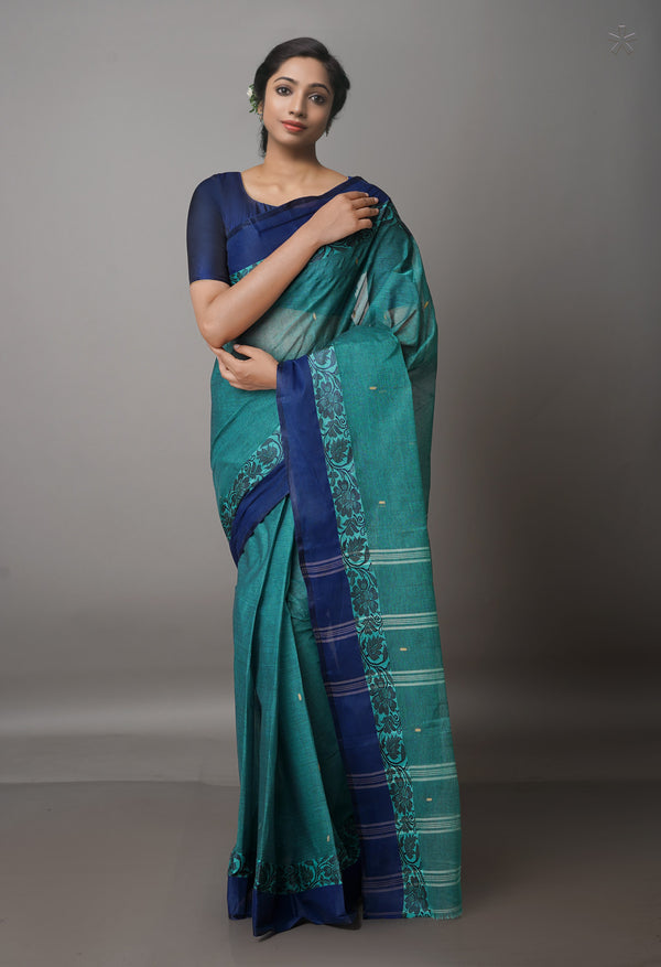 Green Pure  Handloom Superfine Bengal Cotton Saree-UNM69587