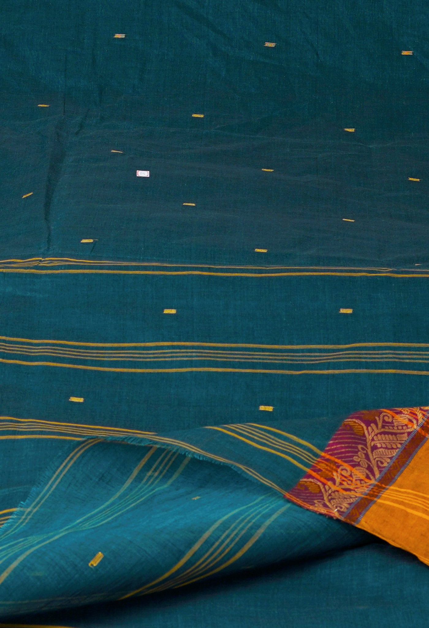 Peacock Blue Pure  Handloom Superfine Bengal Cotton Saree-UNM69589