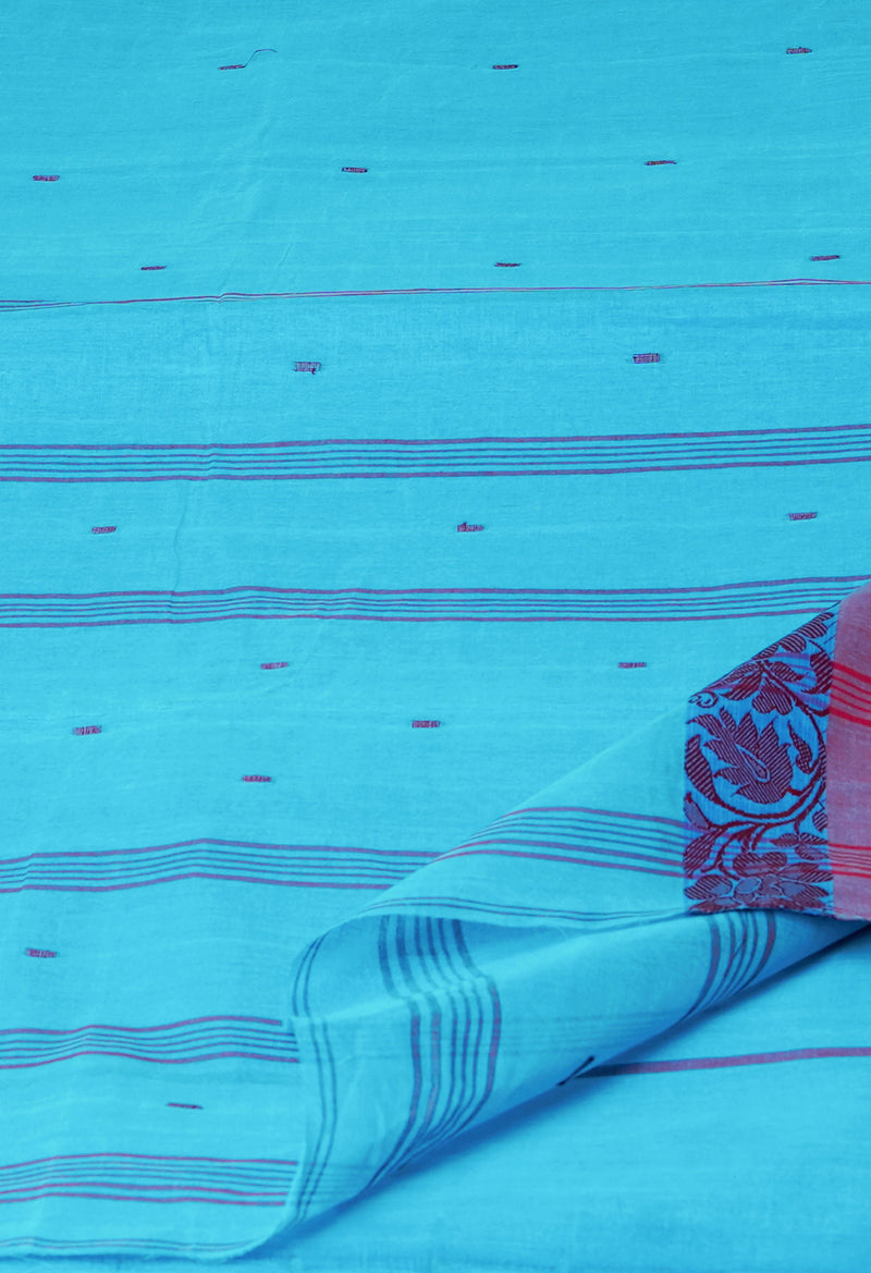 Blue Pure  Handloom Superfine Bengal Cotton Saree-UNM69591