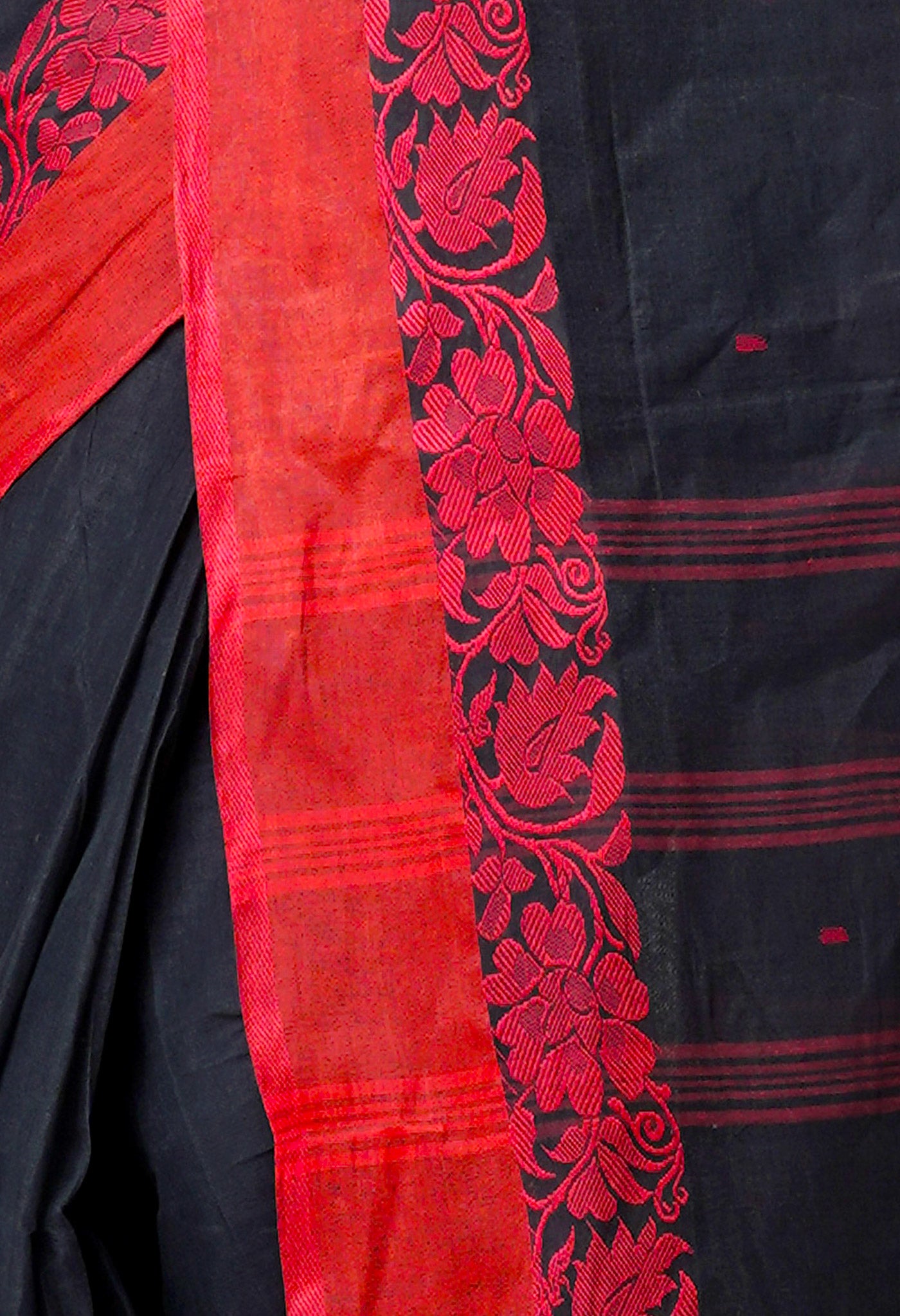Black Pure Handloom Superfine Bengal Cotton Saree