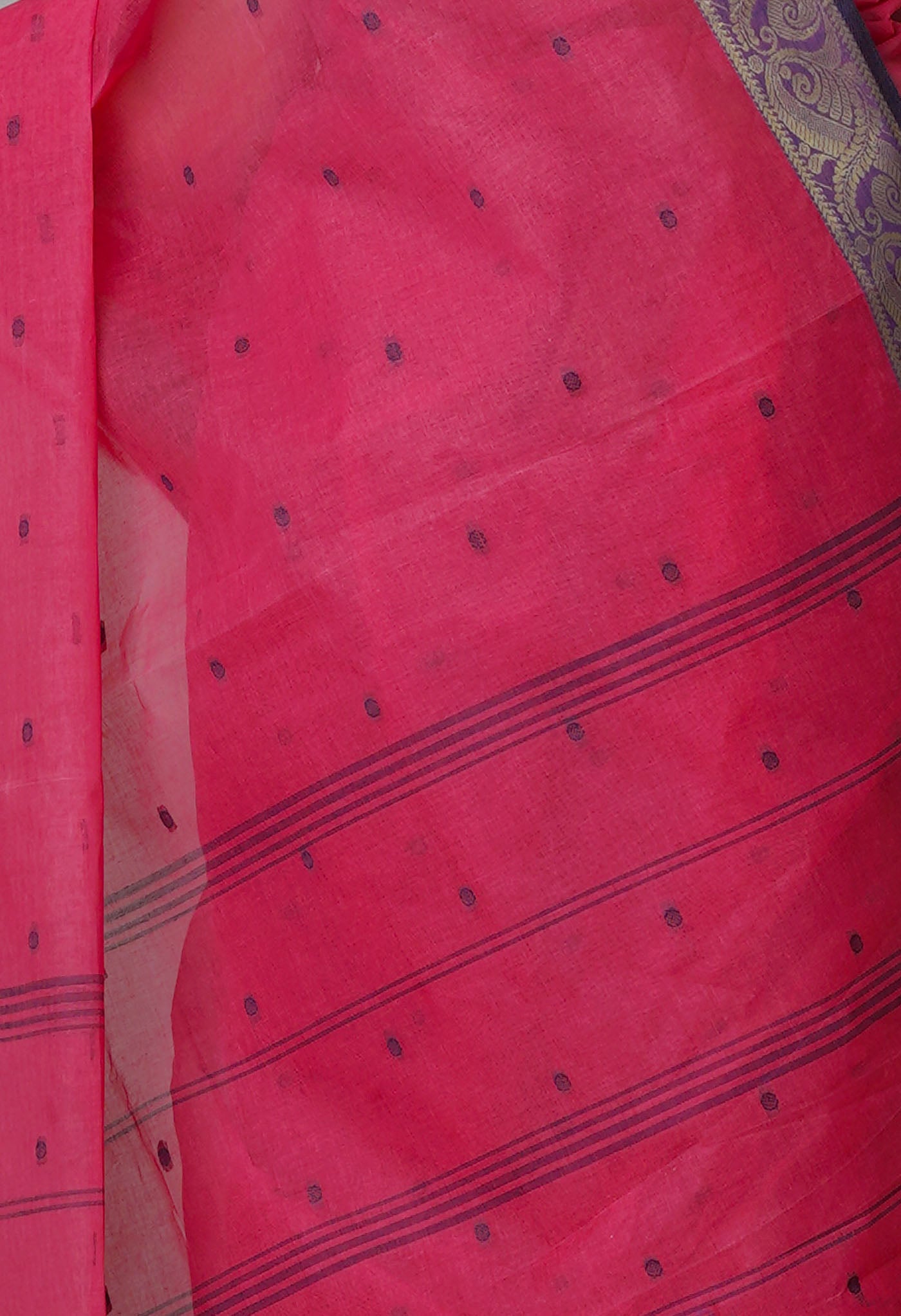 Pink Pure  Handloom Superfine Bengal Cotton Saree-UNM69602