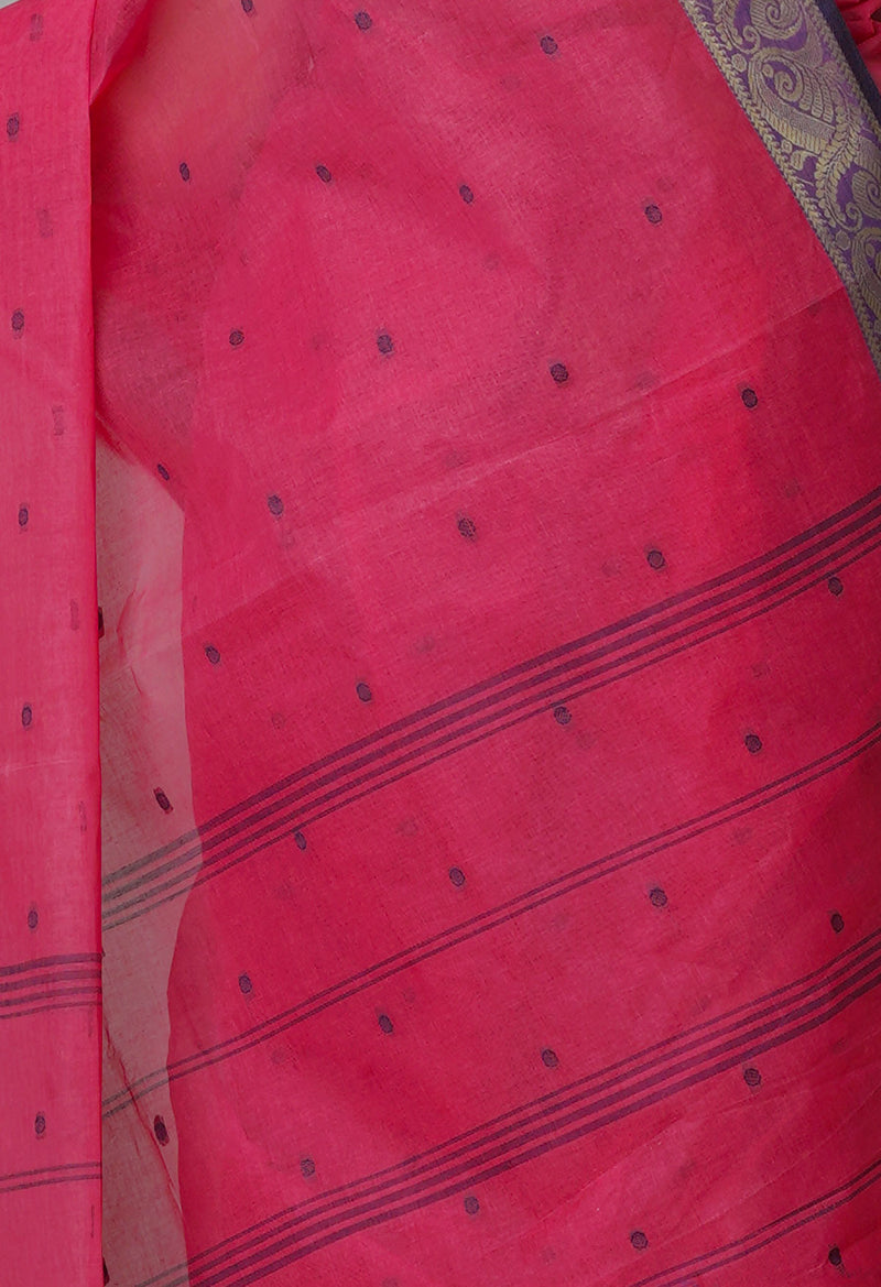 Pink Pure  Handloom Superfine Bengal Cotton Saree-UNM69602