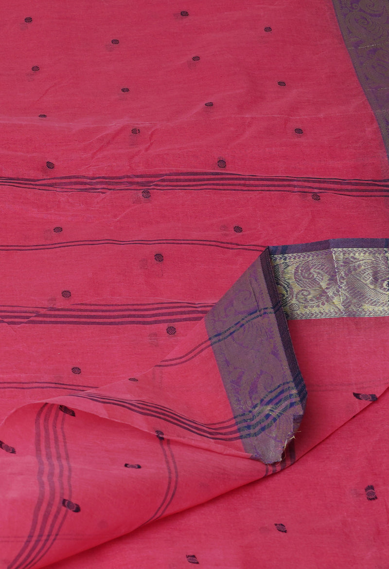 Pink Pure  Handloom Superfine Bengal Cotton Saree-UNM69602