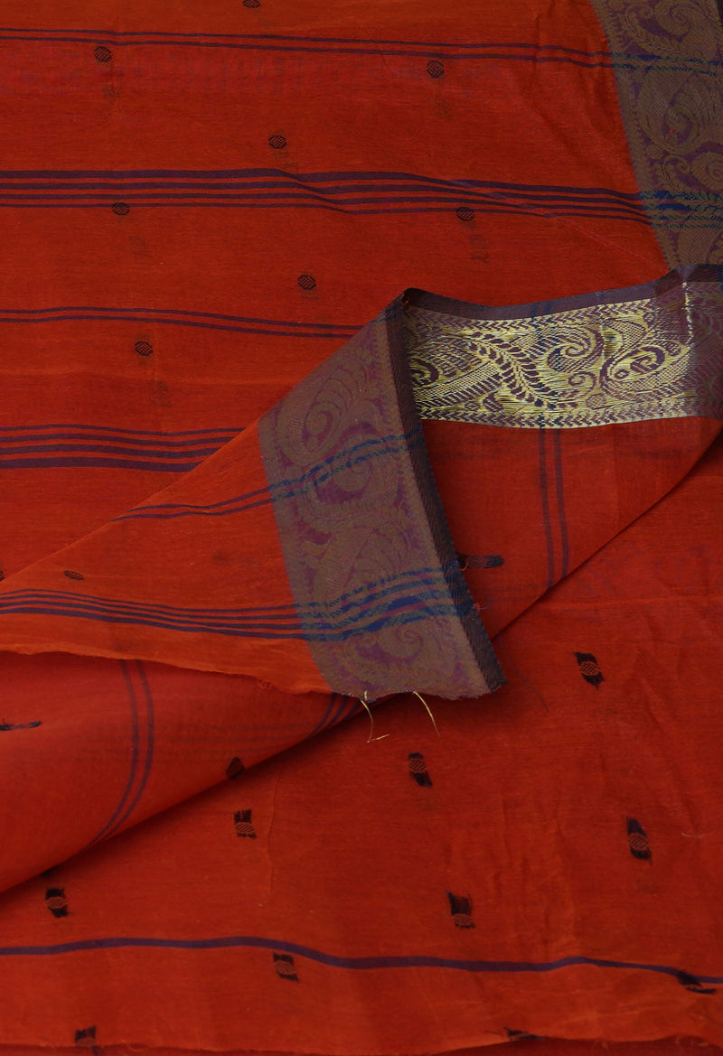 Burgundy Pure  Handloom Superfine Bengal Cotton Saree-UNM69603