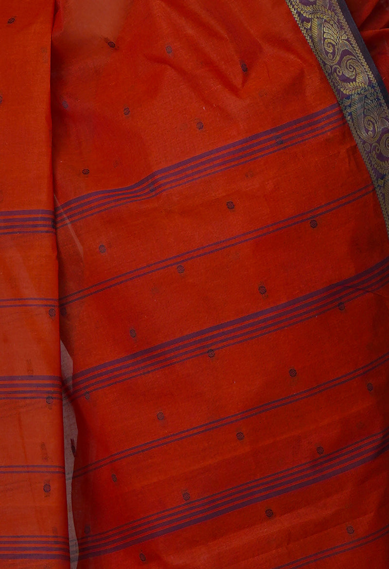 Burgundy Pure  Handloom Superfine Bengal Cotton Saree-UNM69603