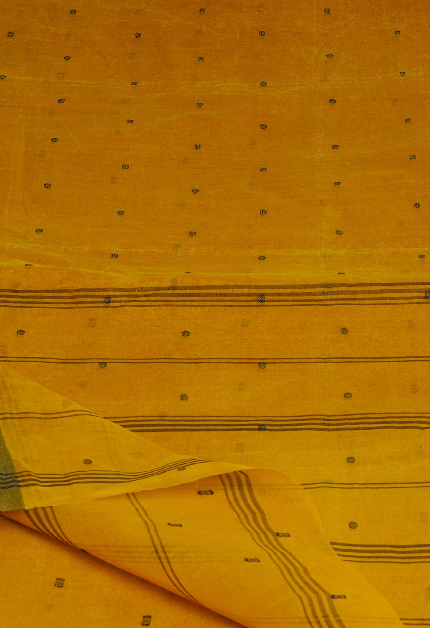 Mustard Yellow Pure  Handloom Superfine Bengal Cotton Saree-UNM69605