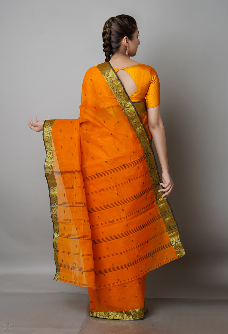 Orange Pure  Handloom Superfine Bengal Cotton Saree-UNM69606