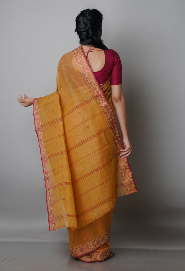 Tan Brown Pure  Handloom Superfine Bengal Cotton Saree-UNM69610