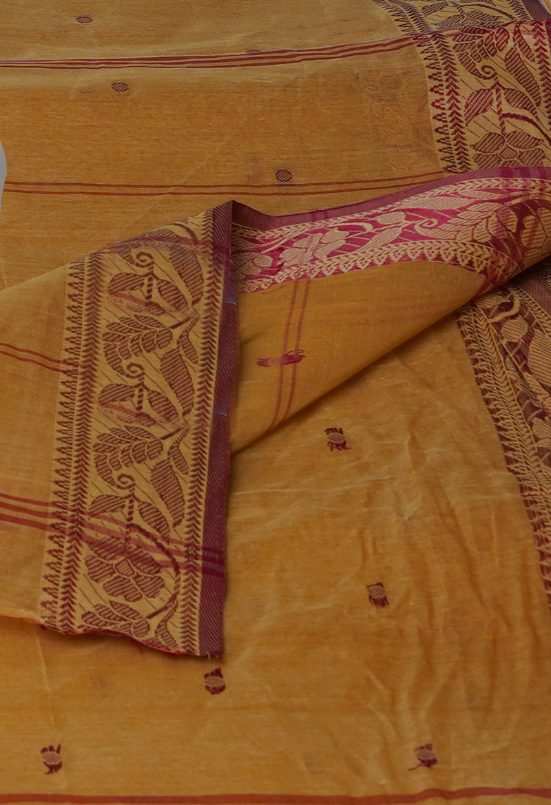Tan Brown Pure  Handloom Superfine Bengal Cotton Saree-UNM69610