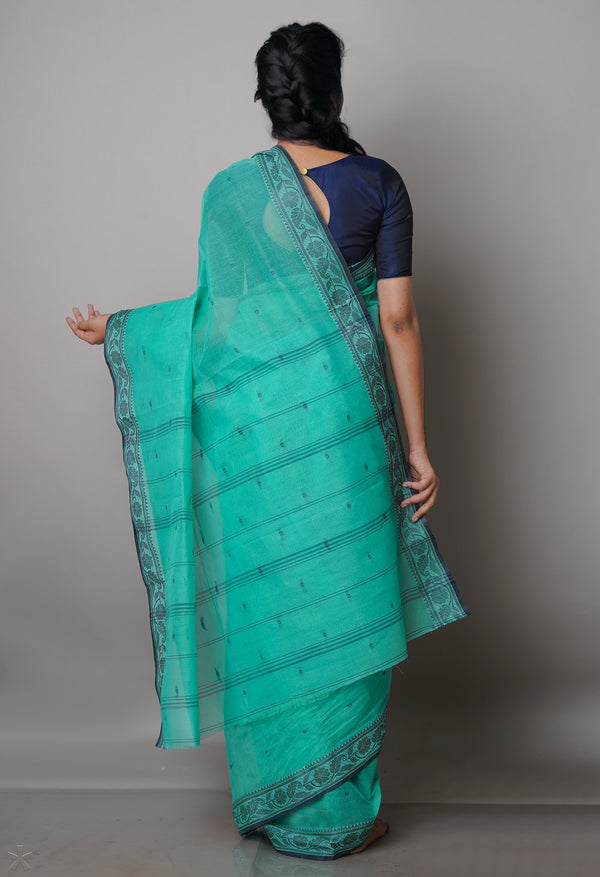 Sea Green Pure  Handloom Superfine Bengal Cotton Saree-UNM69613
