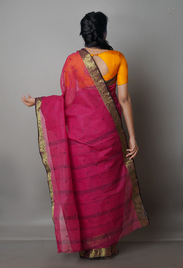 Pink Pure  Handloom Superfine Bengal Cotton Saree-UNM69615