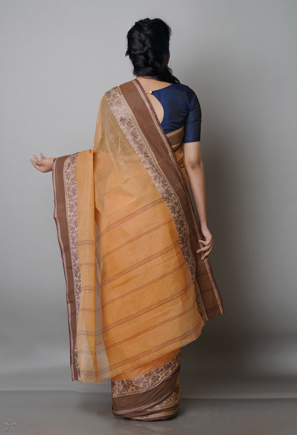 Pale Orange Pure  Handloom Superfine Bengal Cotton Saree-UNM69627