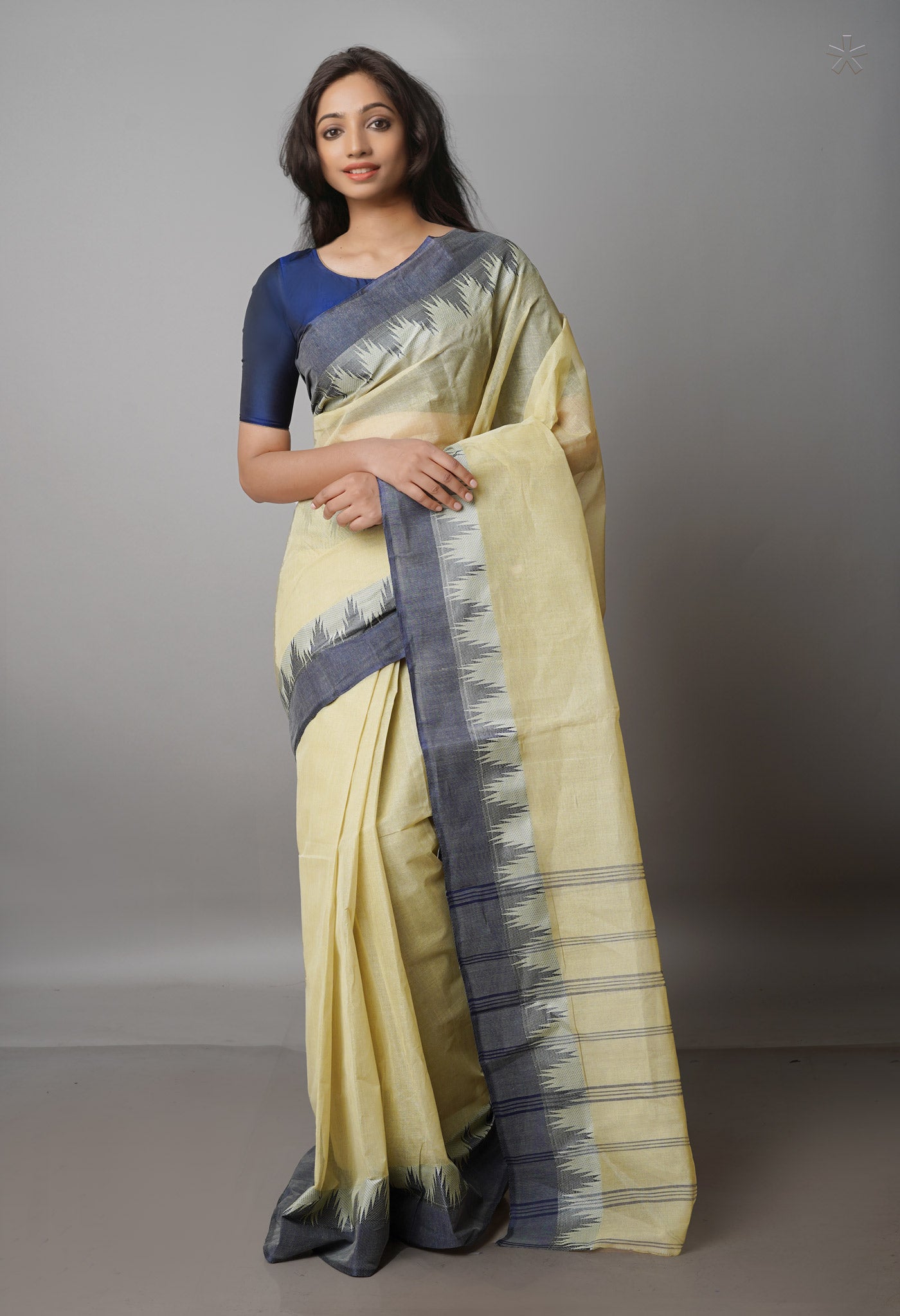 Beige Pure  Handloom Superfine Bengal Cotton Saree-UNM69628