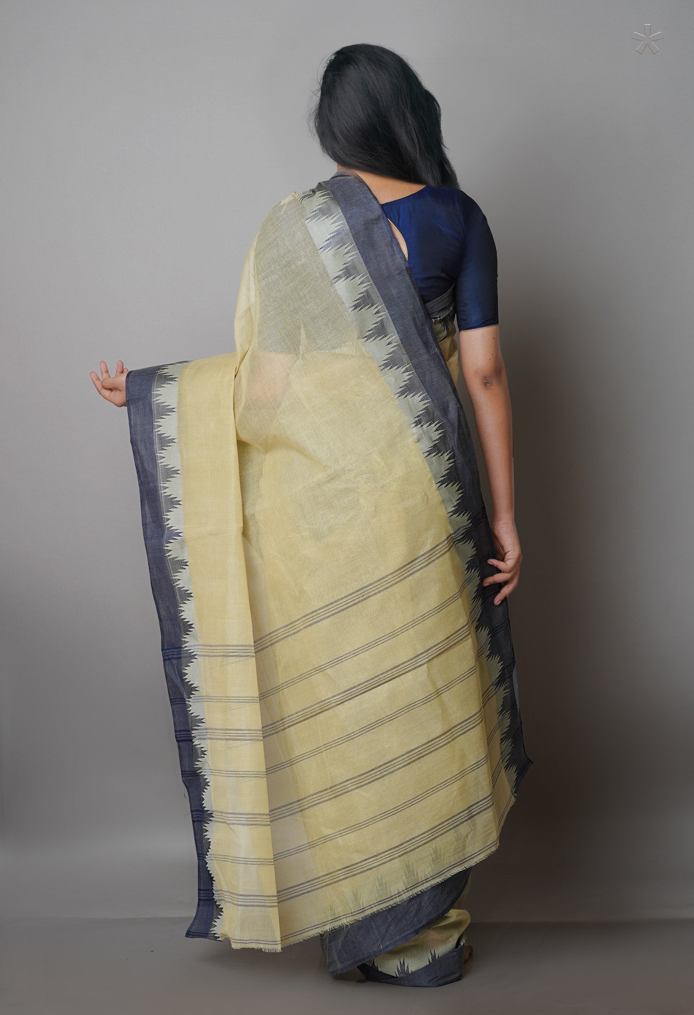 Beige Pure  Handloom Superfine Bengal Cotton Saree-UNM69628