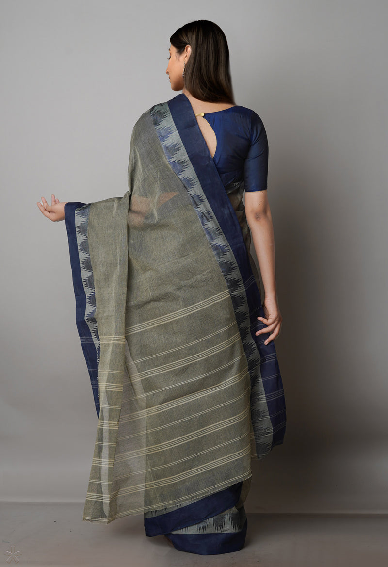 Grey Pure  Handloom Superfine Bengal Cotton Saree-UNM69629