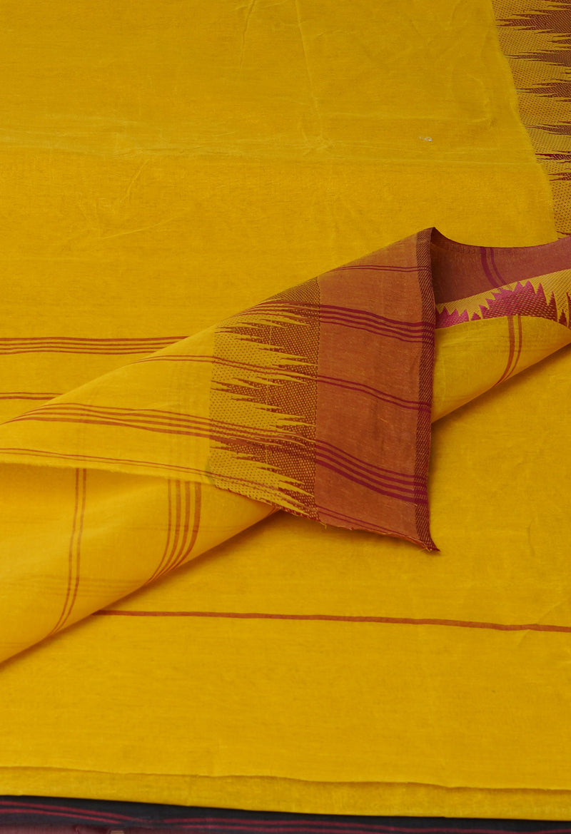 Turmeric Yellow Pure  Handloom Superfine Bengal Cotton Saree-UNM69633